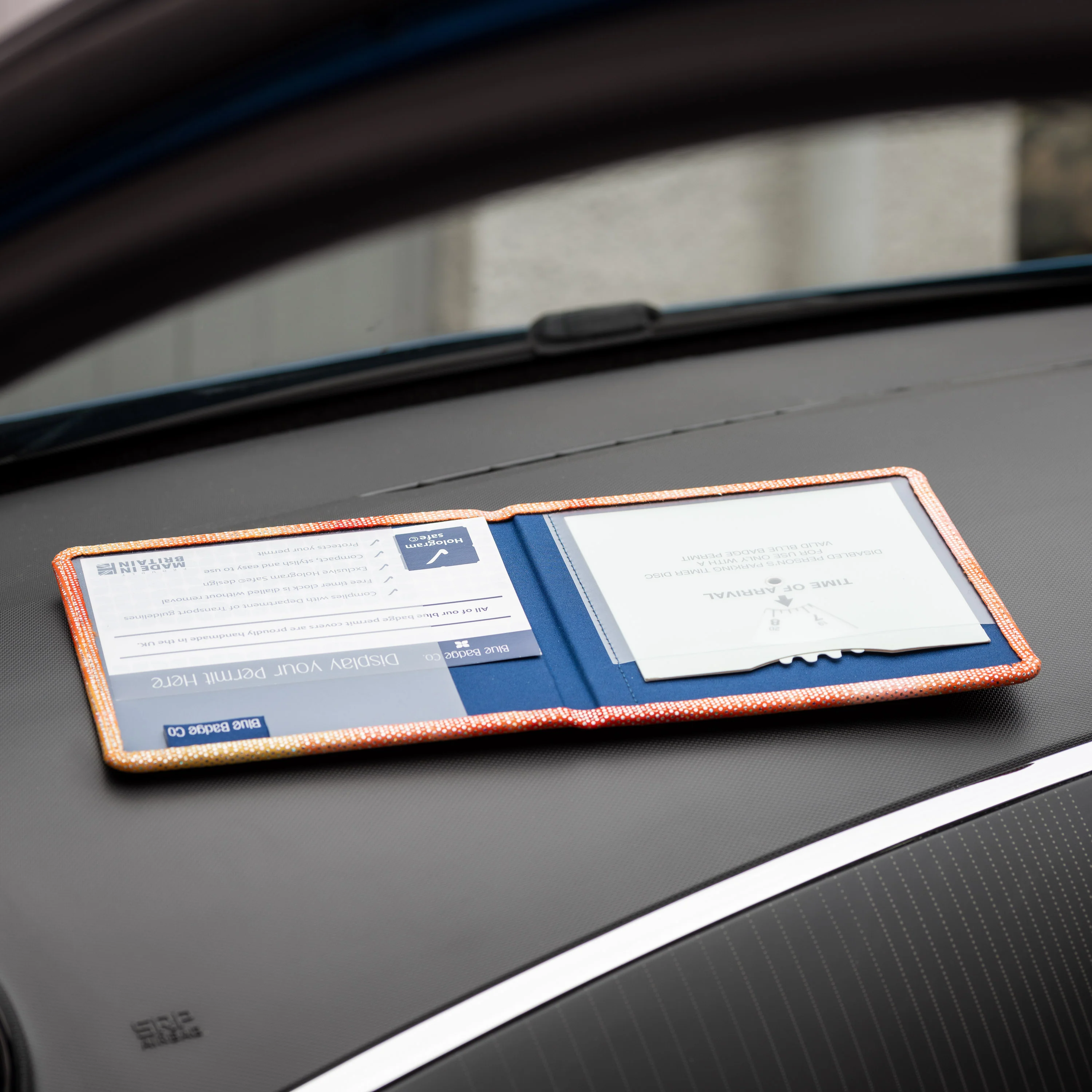 Blue Badge Wallet - Disabled Parking Permit Holder Holographic Orange - UK Made - Image 5