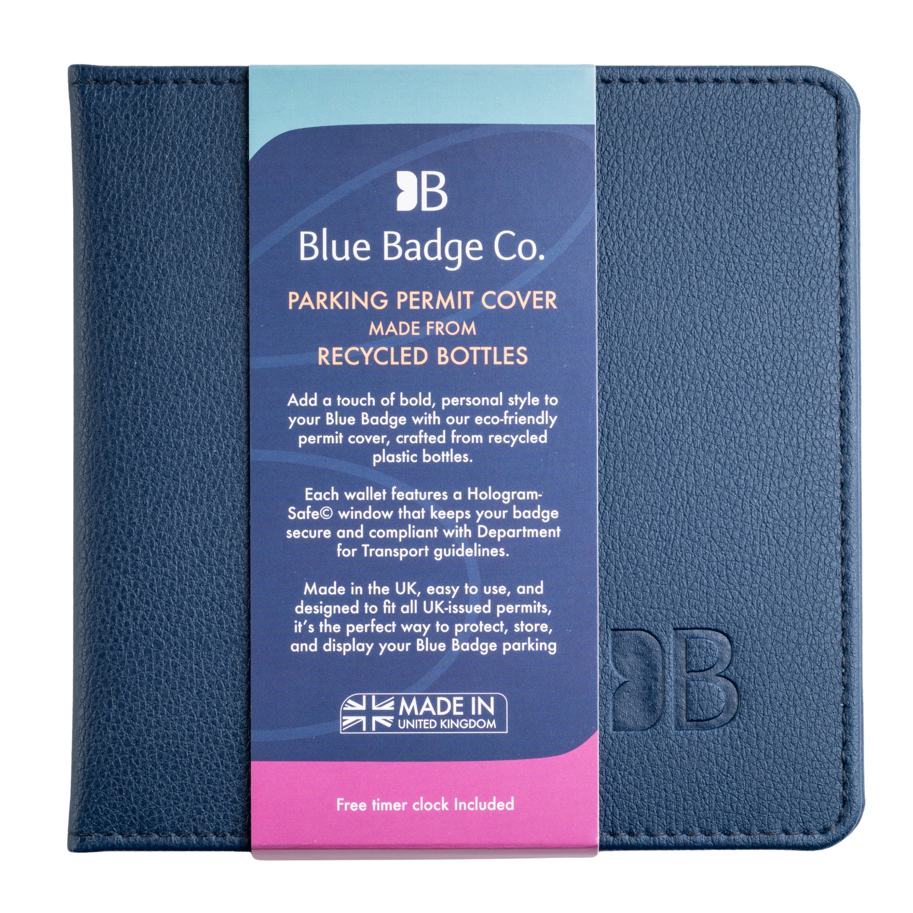 Blue Badge Wallet - Disabled Parking Permit Holder Recycled Bottles Navy - UK Made - Image 3