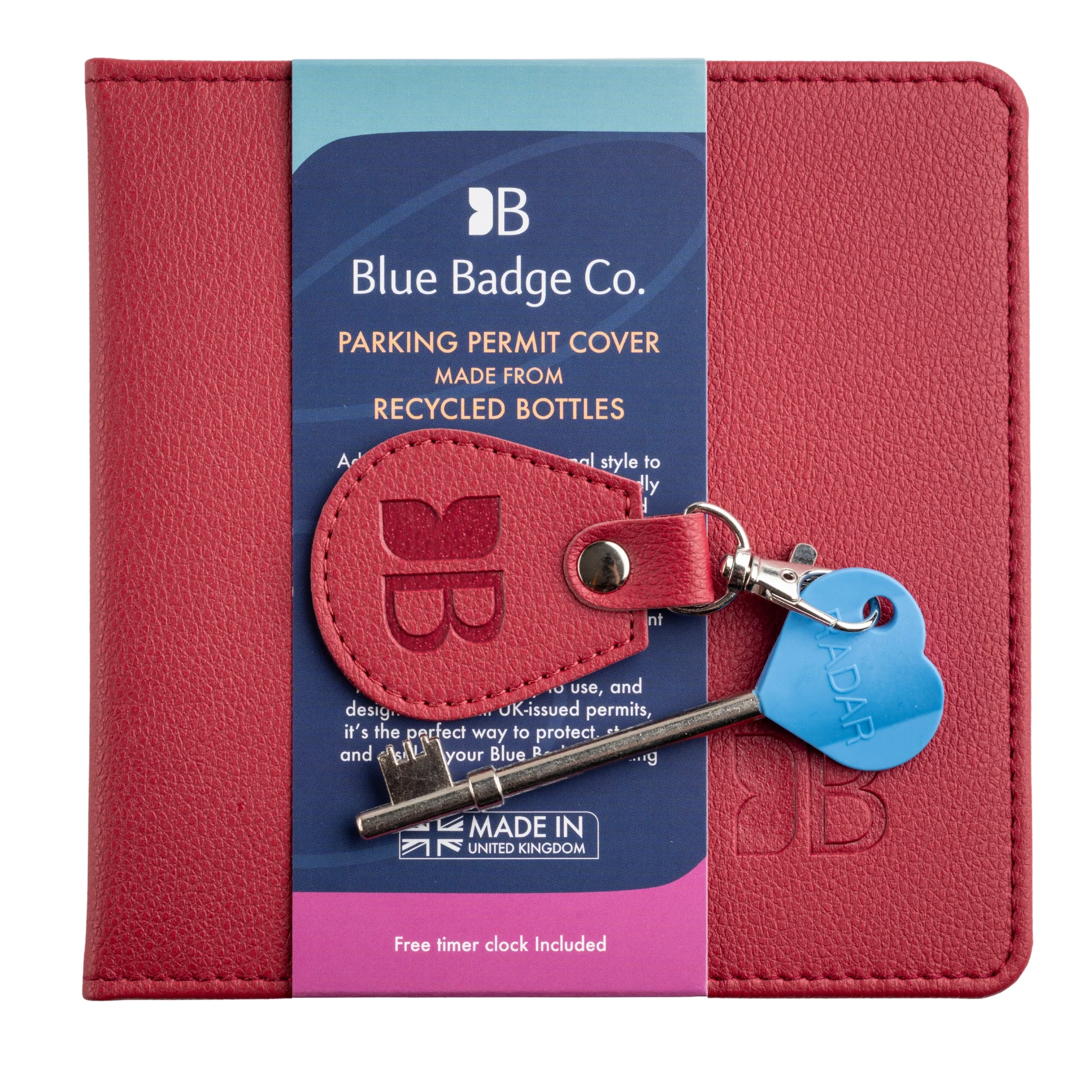 Eco-Friendly Blue Badge Permit Wallet & RADAR Key Bundle - Raspberry Made from Recycled Bottles - Image 3