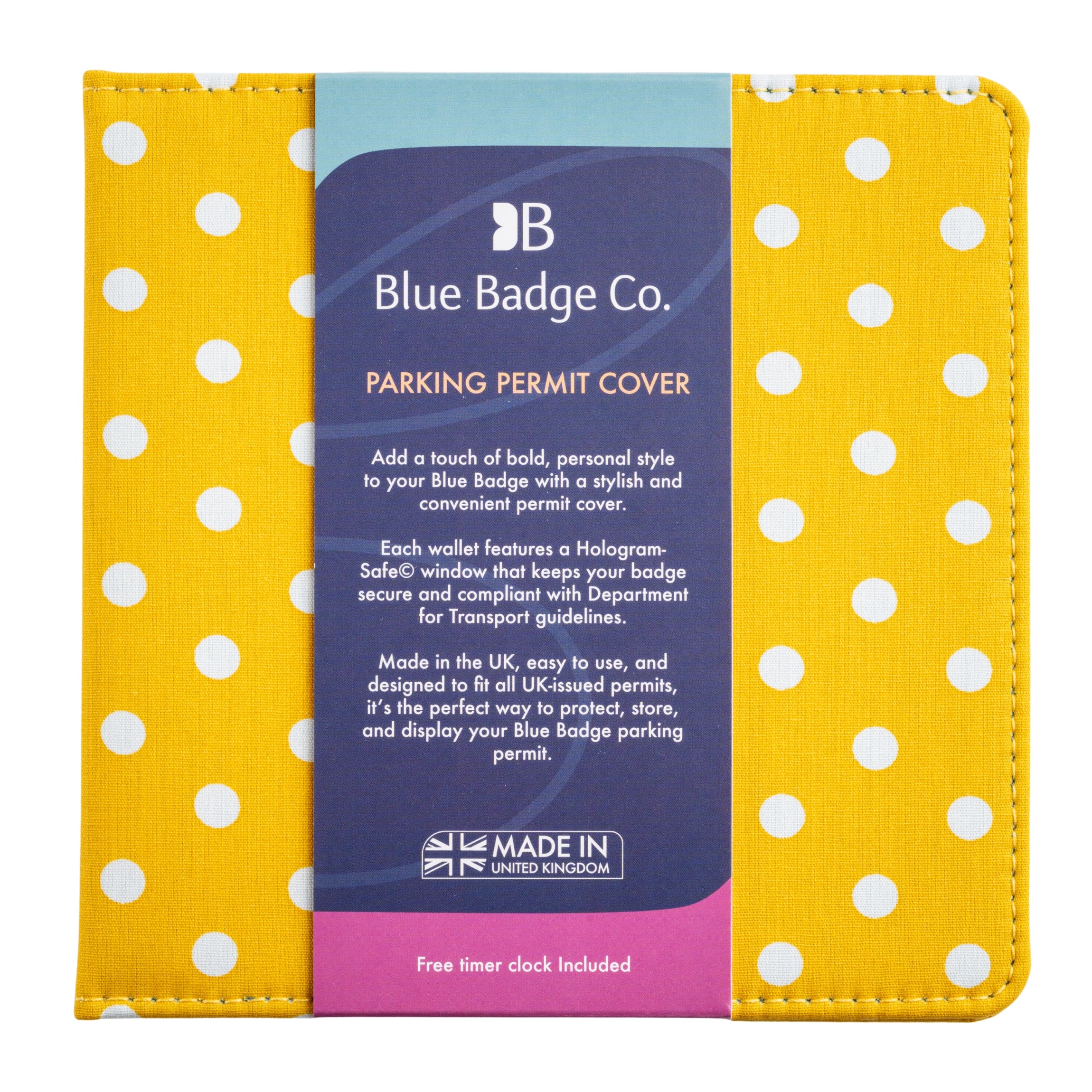 Blue Badge Wallet - Disabled Parking Permit Holder Spotty Canary Yellow - UK Made - Image 4