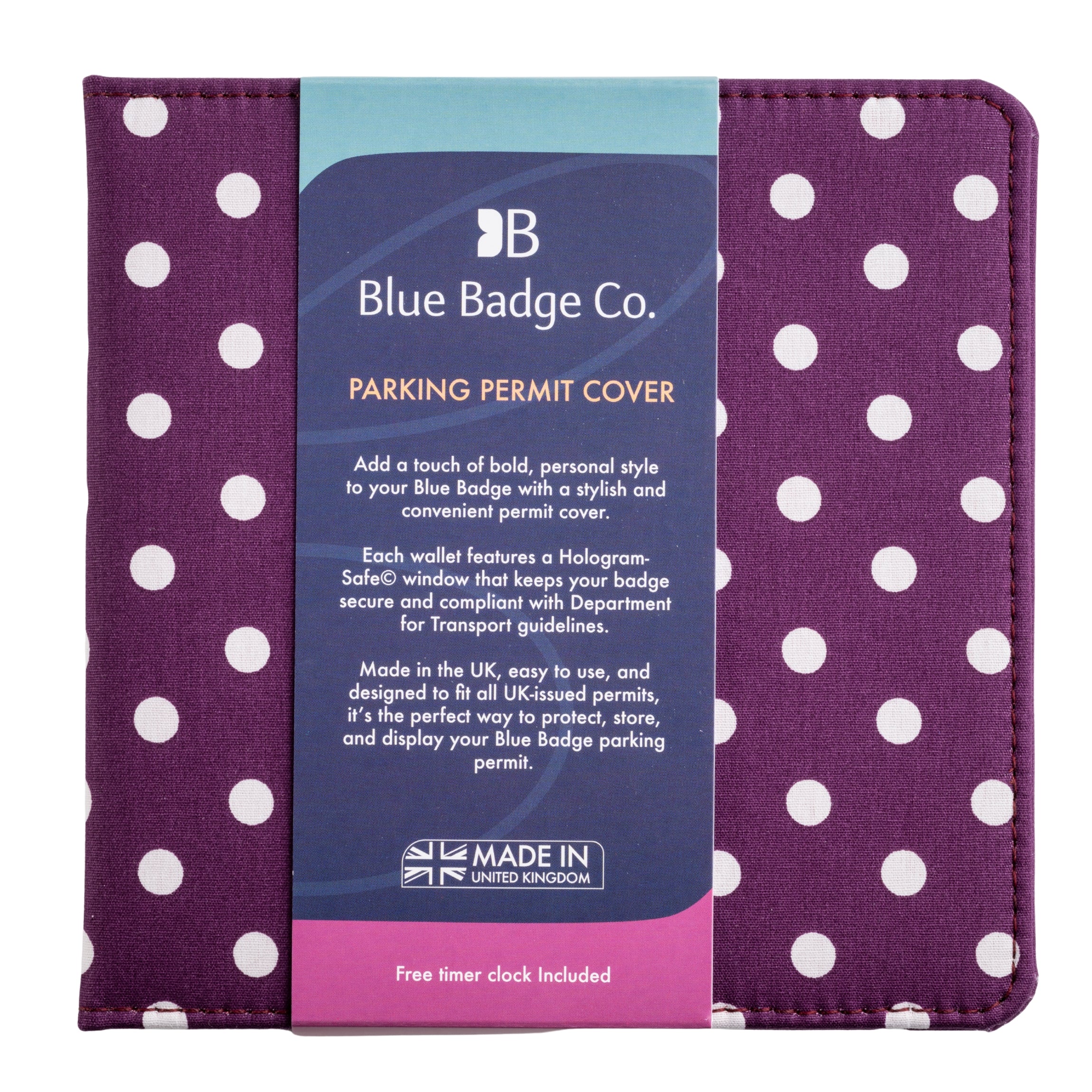 Blue Badge Wallet - Disabled Parking Permit Holder Spotty Grape - UK Made - Image 3