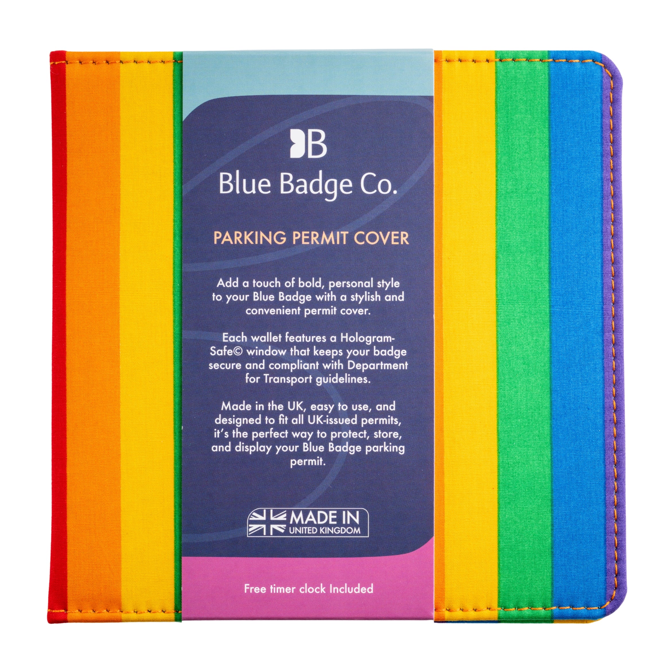 Blue Badge Wallet - Disabled Parking Permit Holder Rainbow Stripe  - UK Made - Image 3