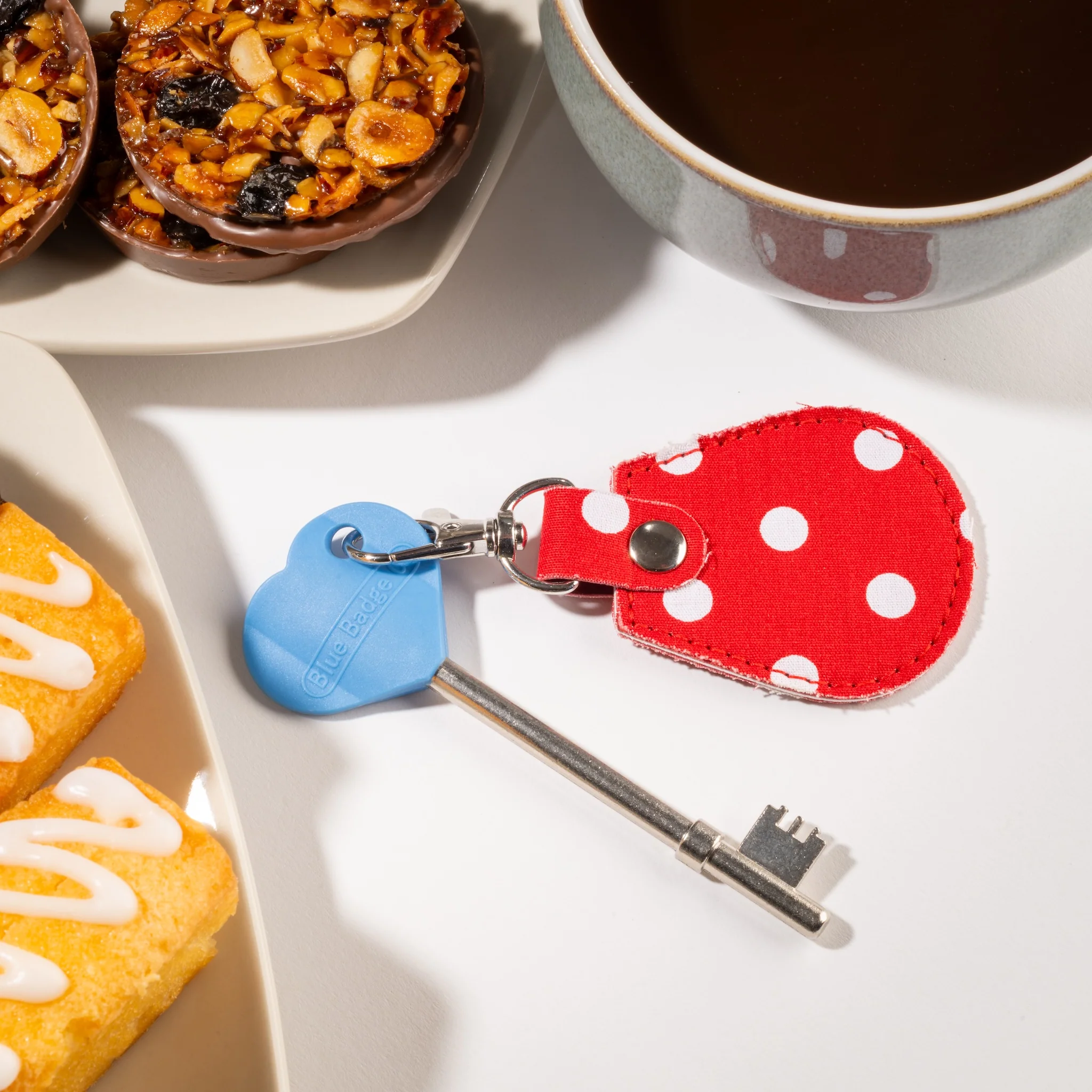 Genuine RADAR Disabled Toilet Key and Fabric Keyring in Spotty Red - UK Made - Image 4
