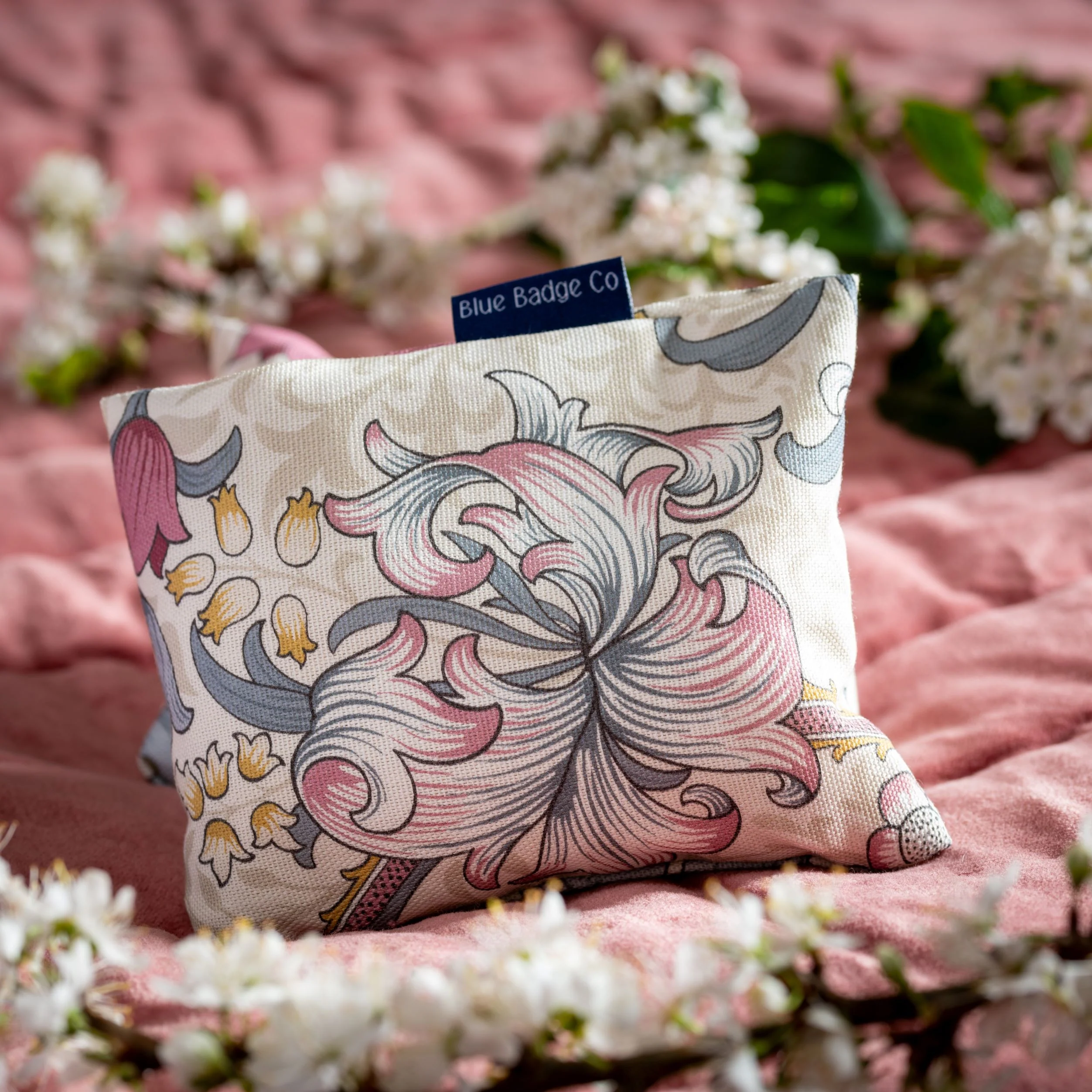 Lavender Wheat Warmer, Heated Wheat Bag in William Morris Golden Lily Plum - Image 3