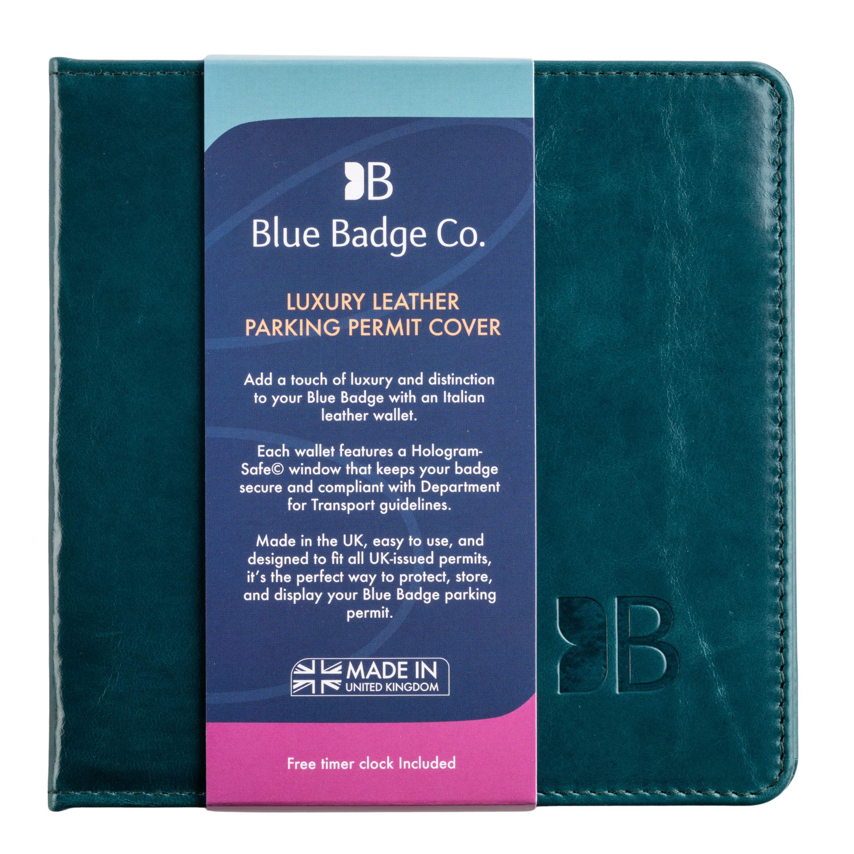 Disabled Blue Badge Parking Permit Wallet in Green Leather - UK Made - Image 3