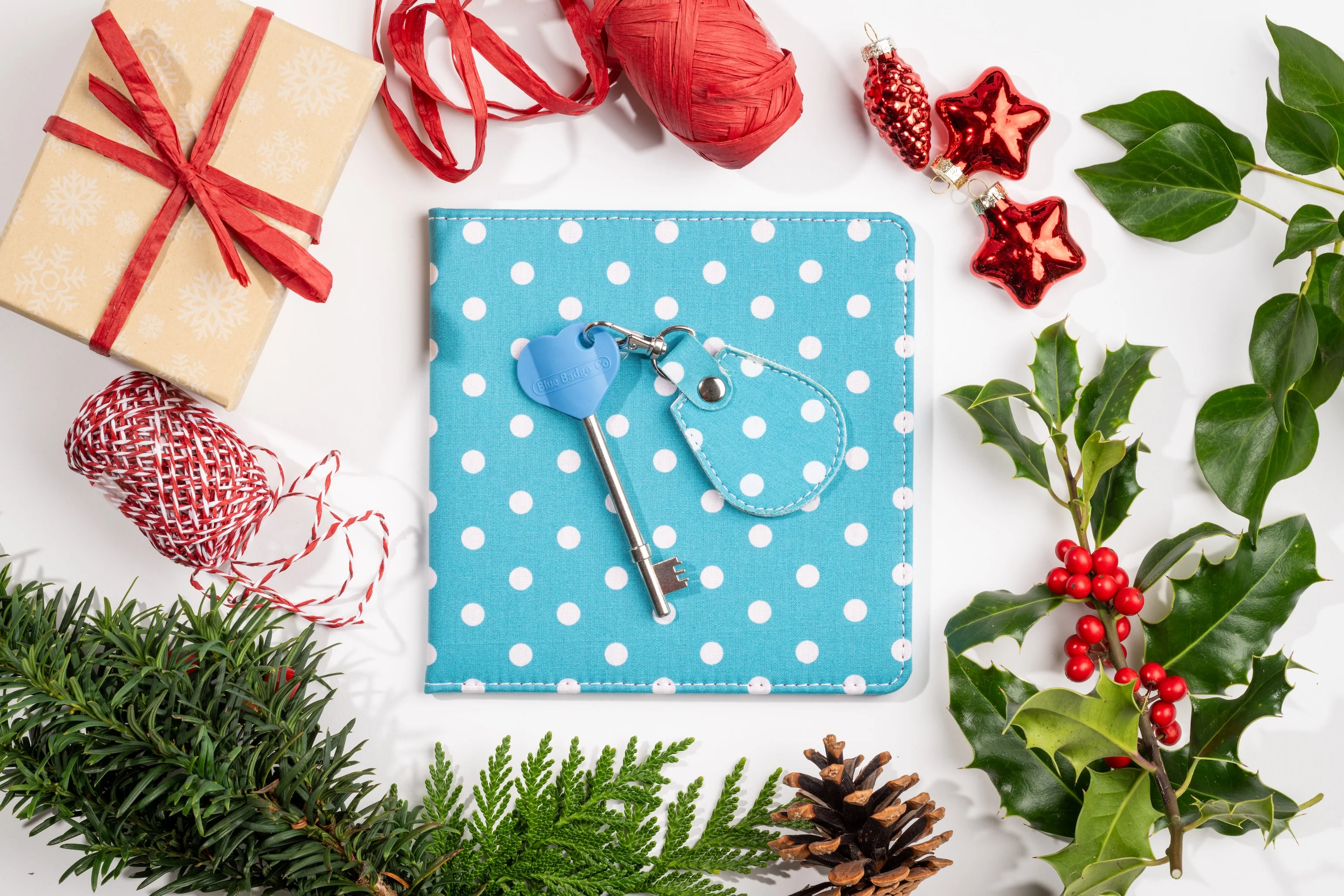 Disabled Blue Badge Wallet, Keyring and RADAR Key in Spotty Aquamarine - UK Made - Image 4
