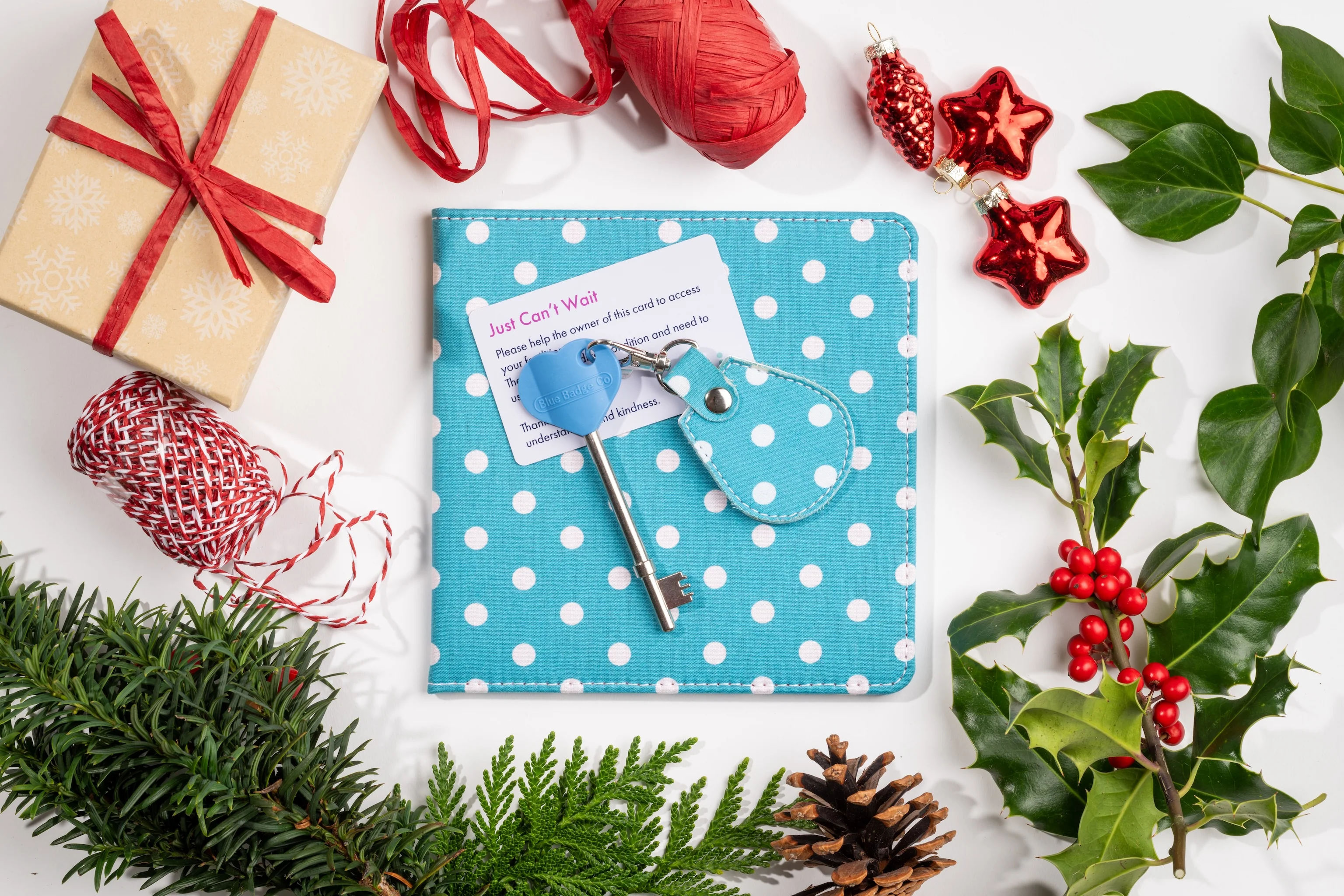 Disabled Blue Badge Wallet, Keyring and RADAR Key in Spotty Aquamarine - UK Made - Image 5