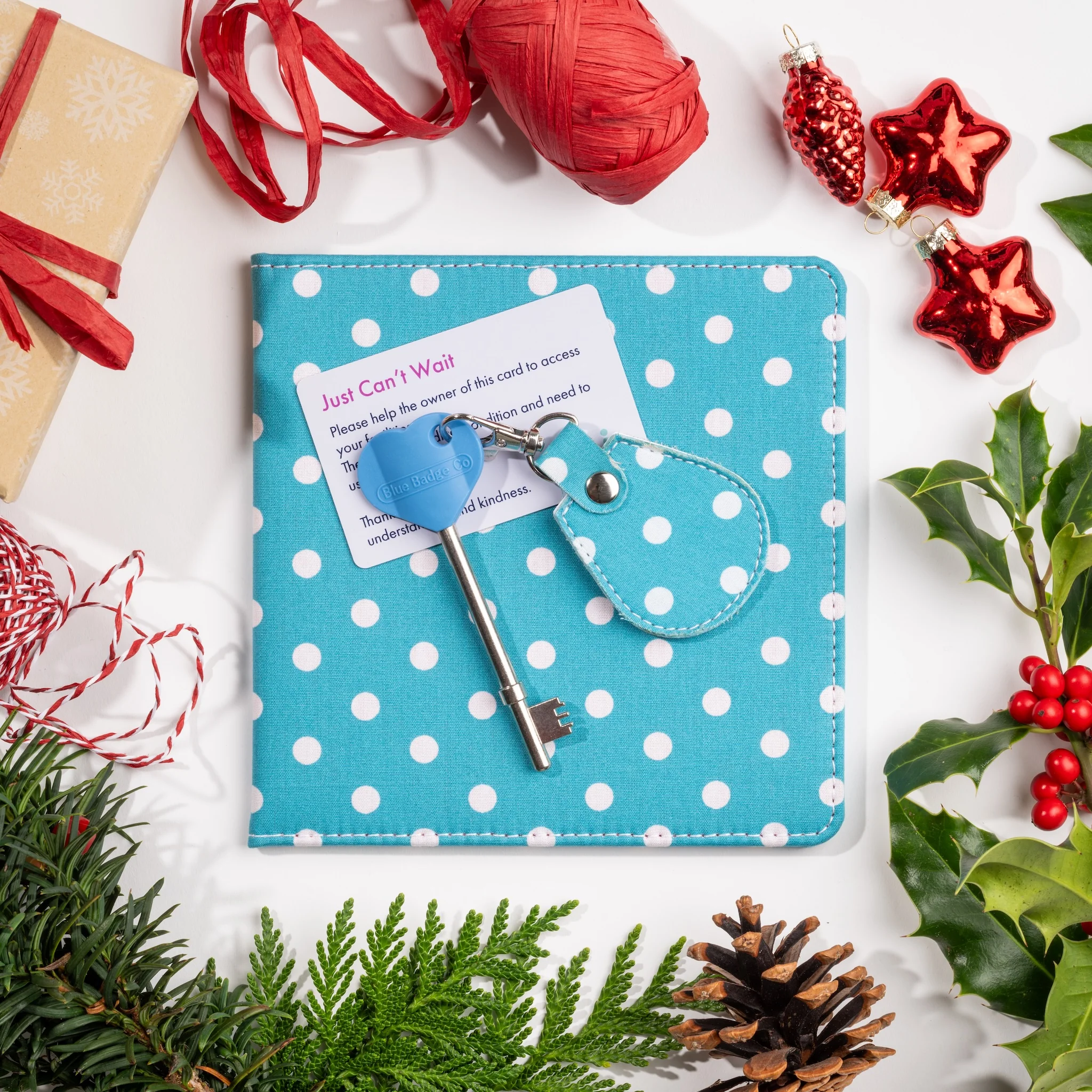 Disabled Blue Badge Wallet, Keyring and RADAR Key in Spotty Aquamarine - UK Made - Image 6
