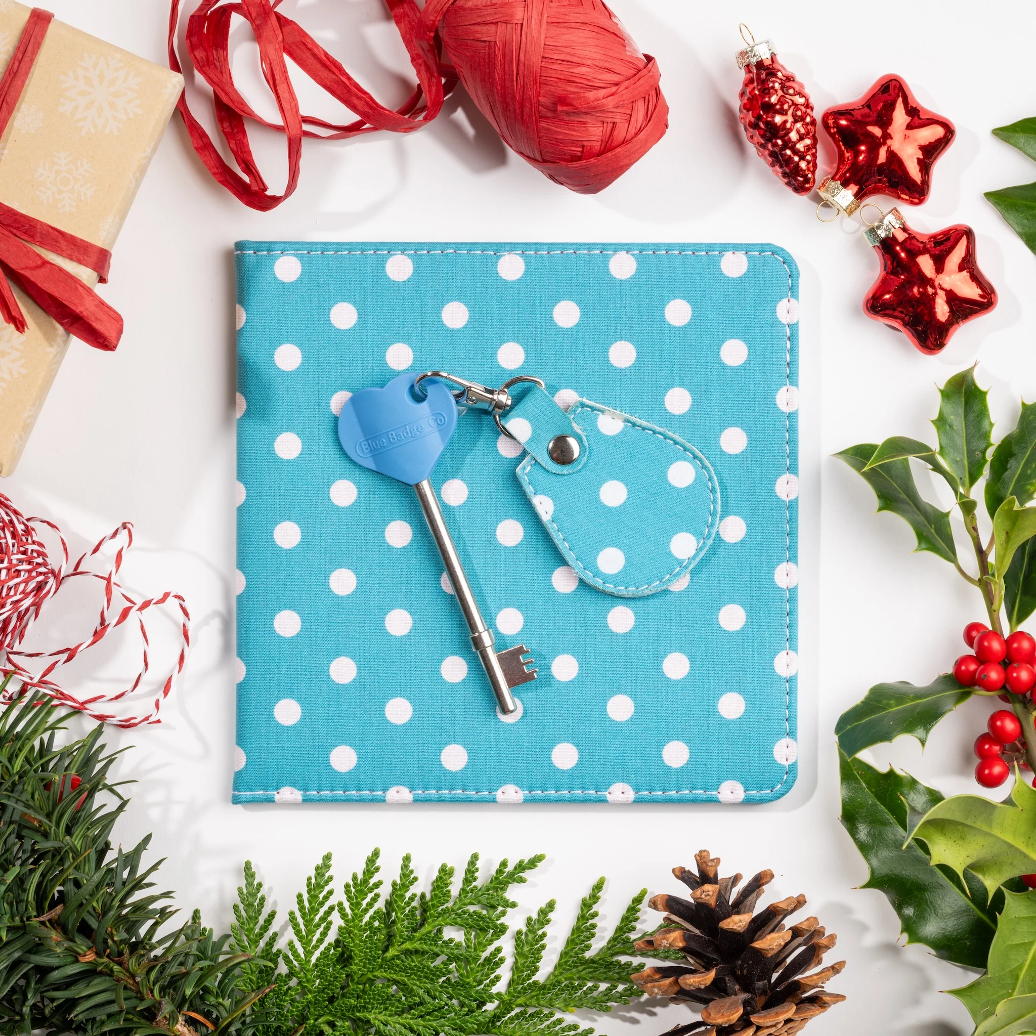 Disabled Blue Badge Wallet, Keyring and RADAR Key in Spotty Aquamarine - UK Made - Image 7