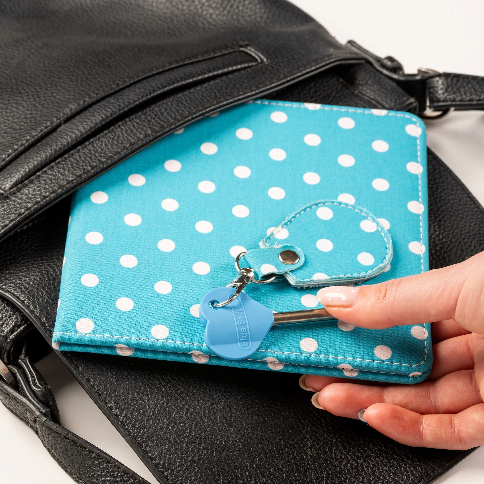 Disabled Blue Badge Wallet, Keyring and RADAR Key in Spotty Aquamarine - UK Made - Image 8