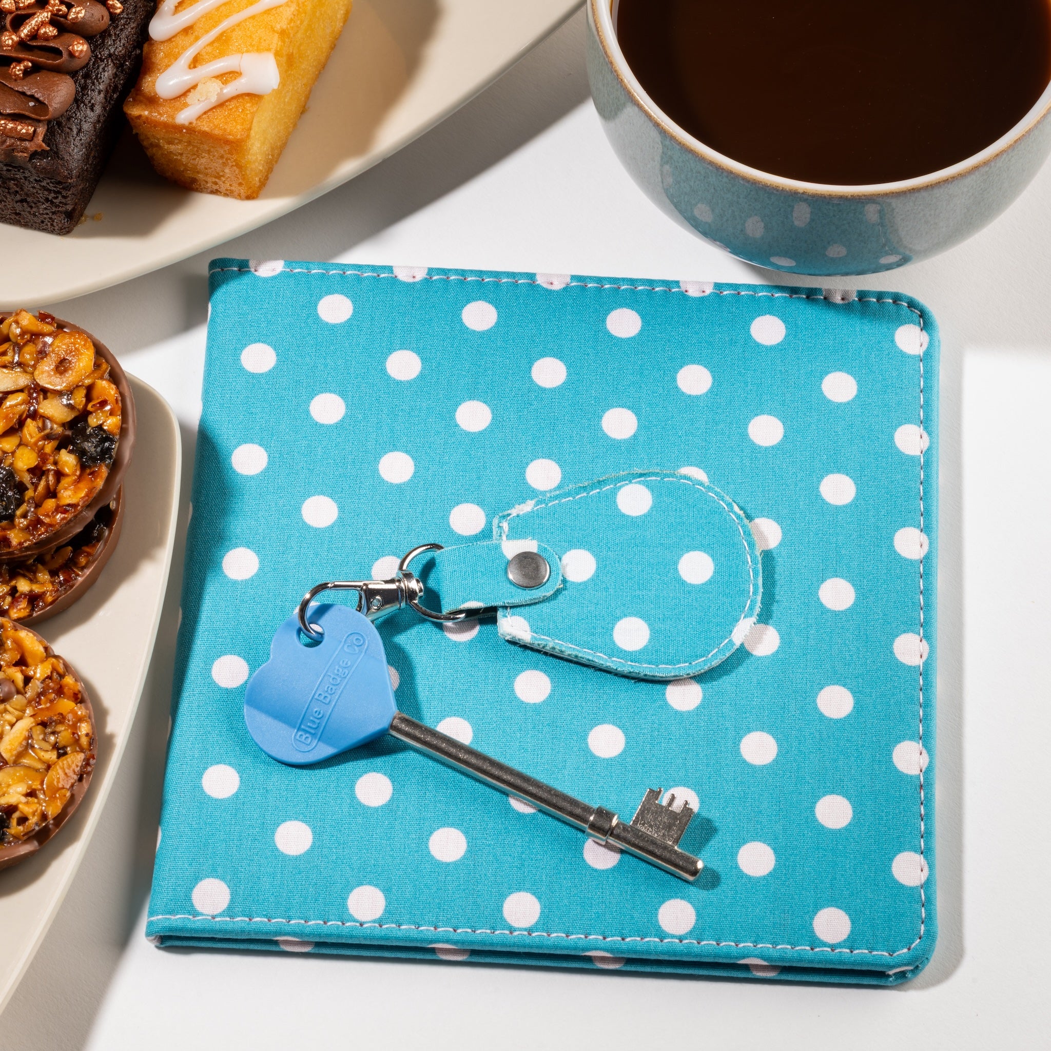 Disabled Blue Badge Wallet, Keyring and RADAR Key in Spotty Aquamarine - UK Made - Image 9