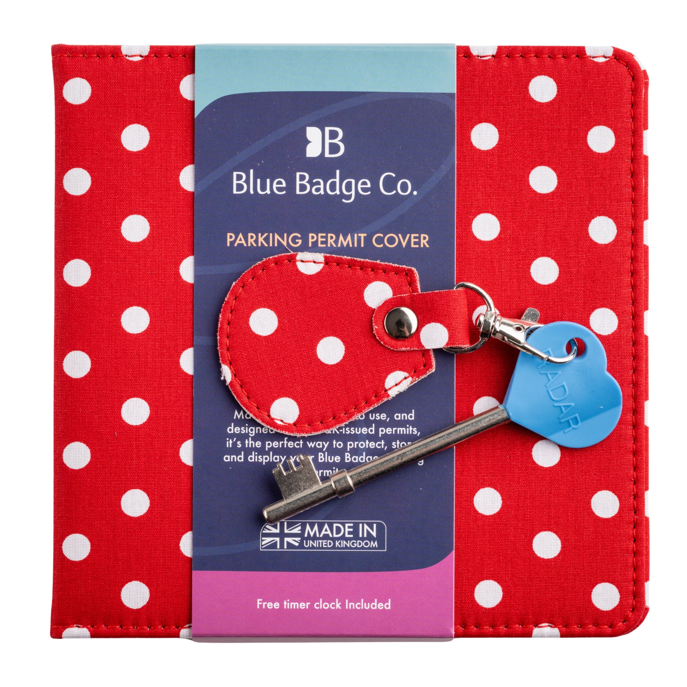 Disabled Blue Badge Wallet, Keyring and RADAR Key in Spotty Red - UK Made - Image 4