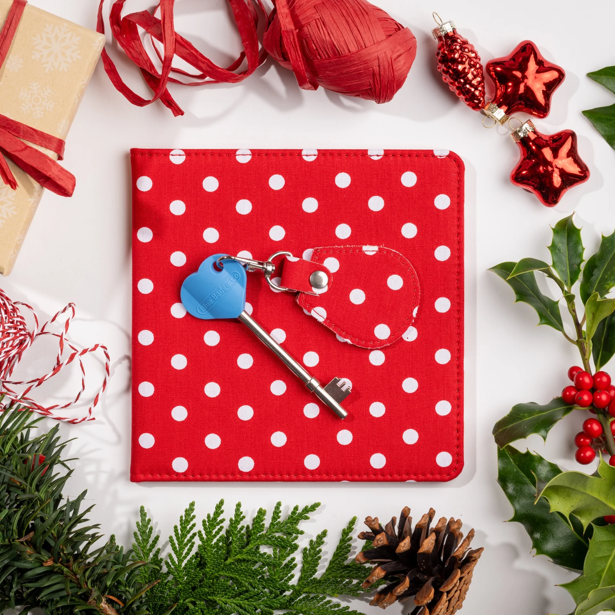 Disabled Blue Badge Wallet, Keyring and RADAR Key in Spotty Red - UK Made - Image 6