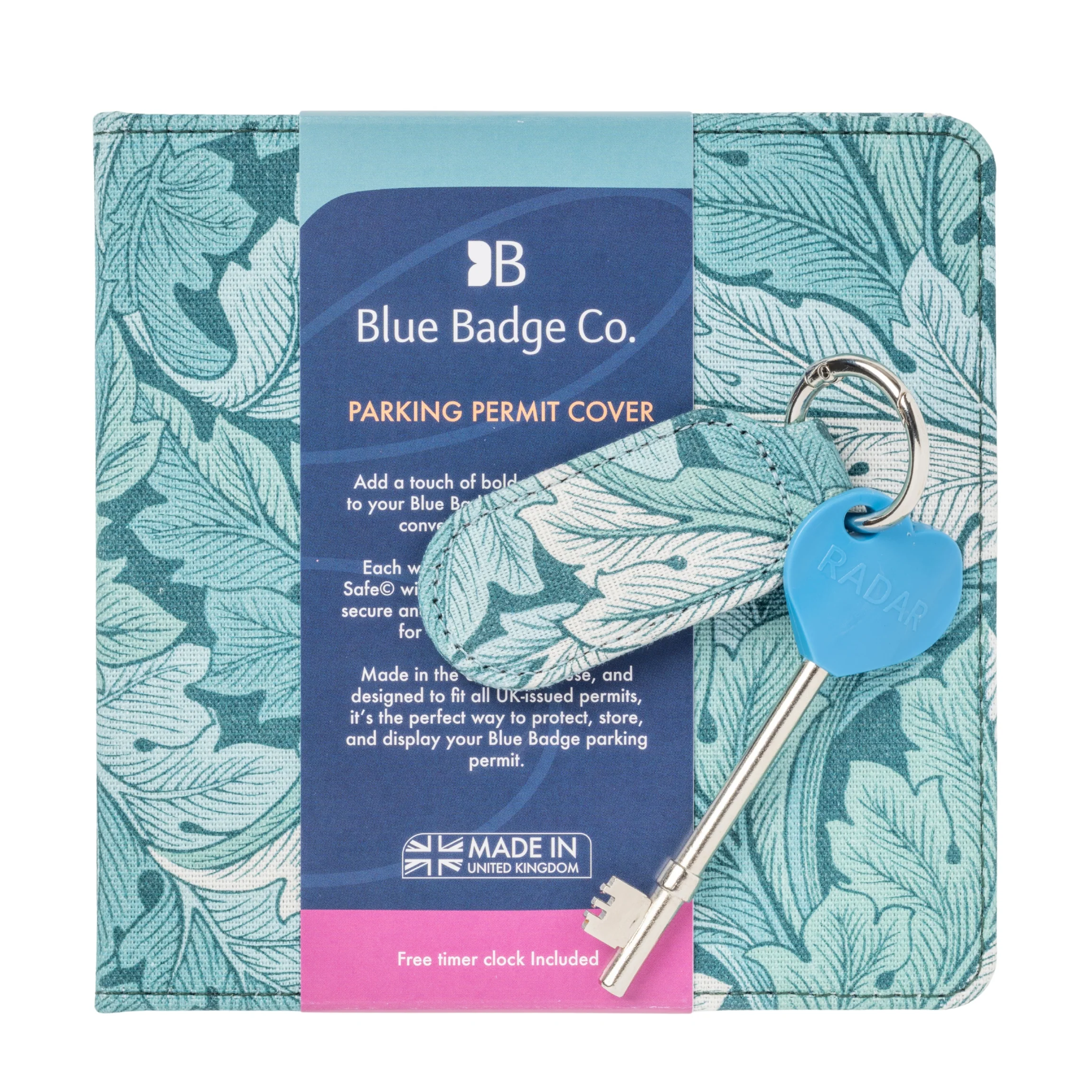 Disabled Blue Badge Wallet, Keyring and RADAR Key in William Morris Acanthus Teal - Image 4