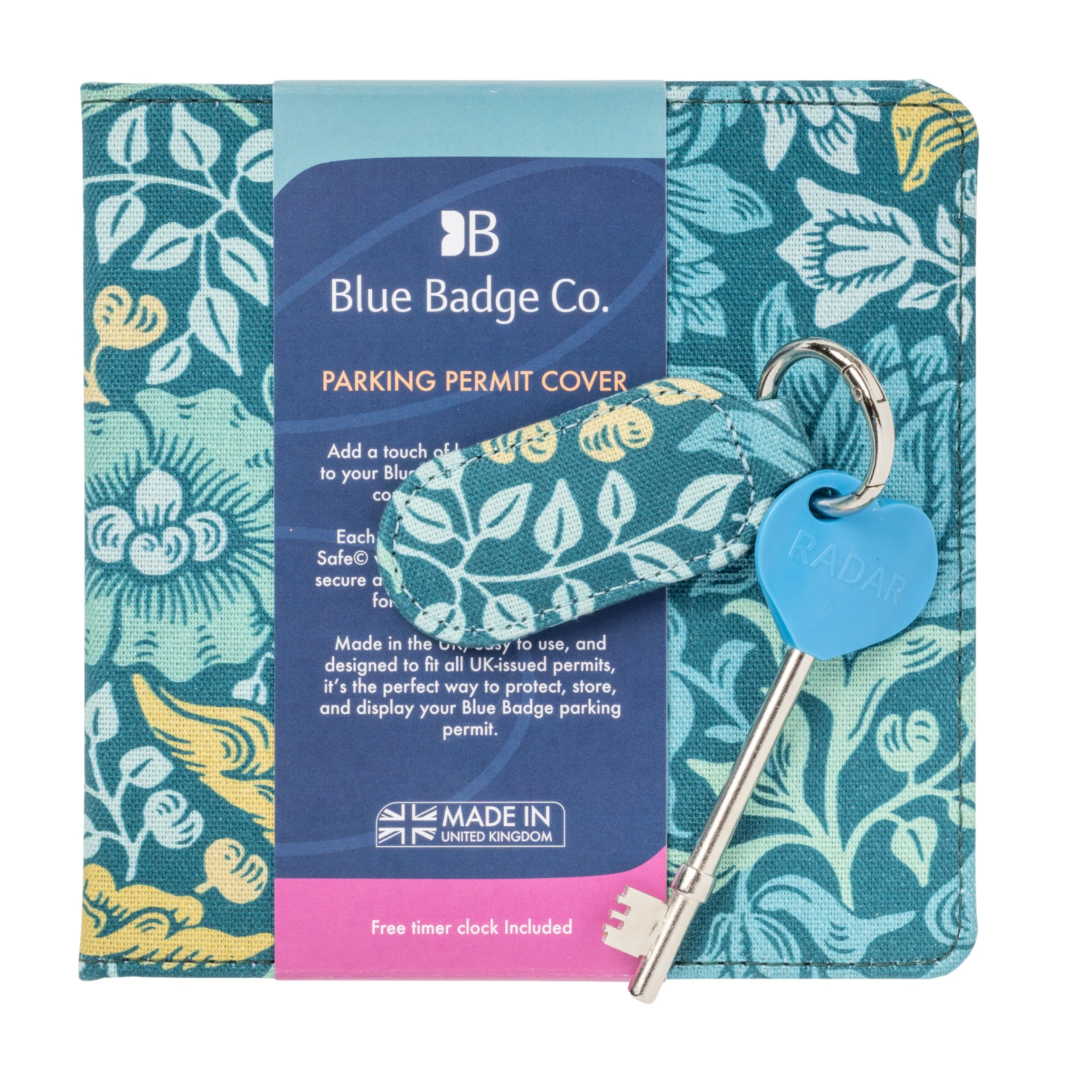 Disabled Blue Badge Wallet, Keyring and RADAR Key in William Morris Mallow Teal - Image 4