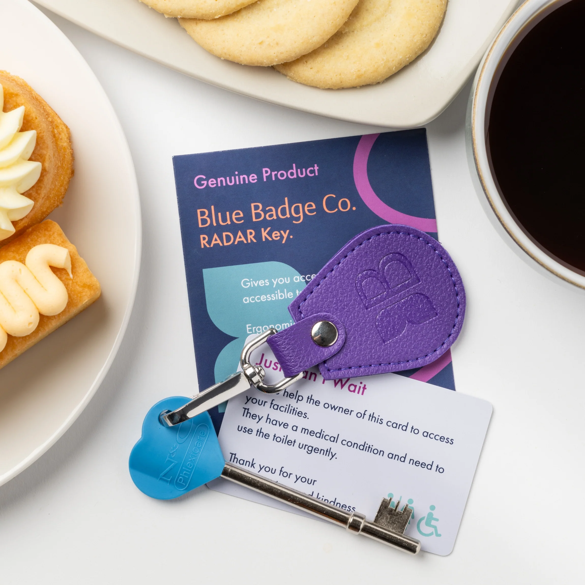 Recycled Bottles Keyring with Disabled Toilet RADAR Key in Purple - Image 4