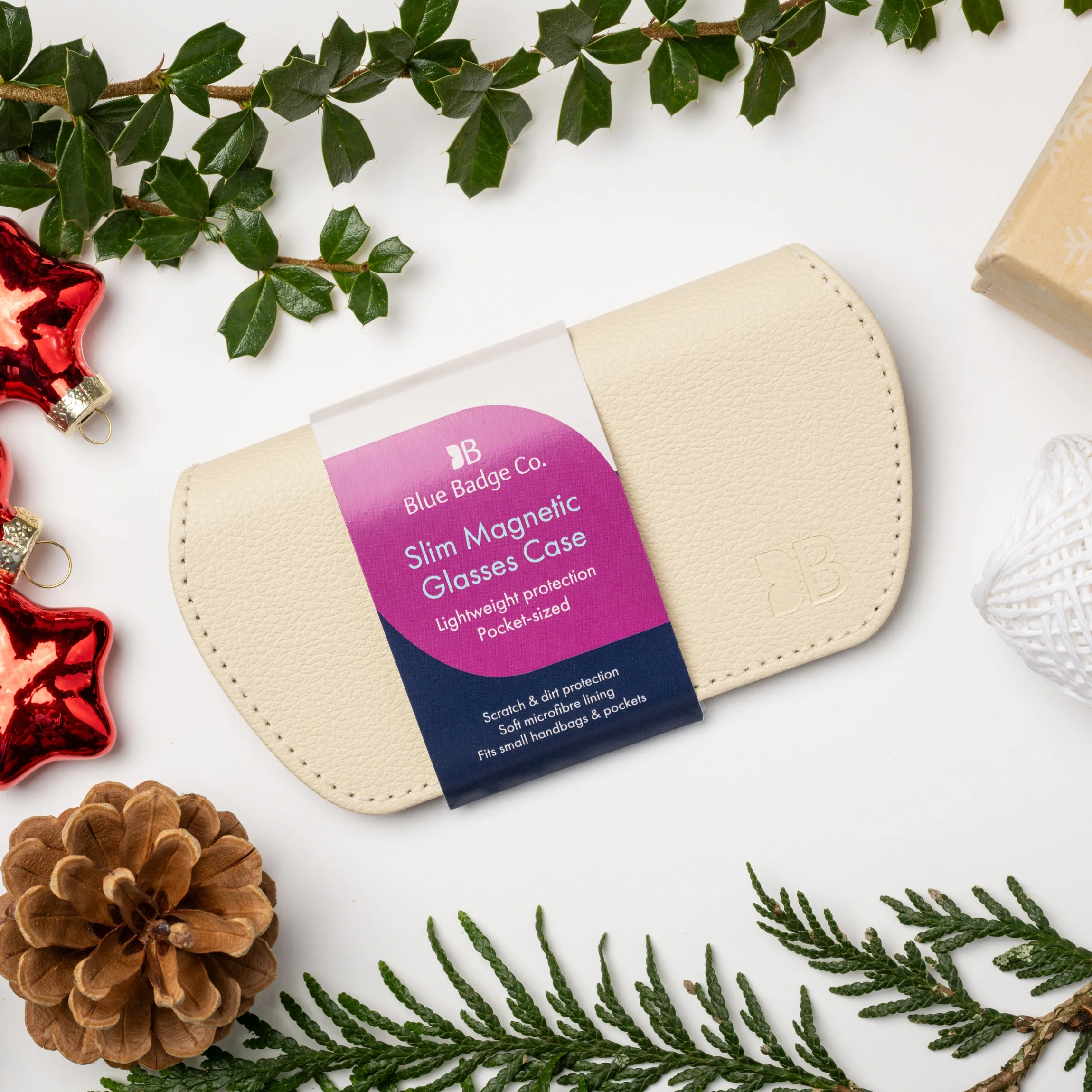 Slim Magnetic Close Glasses Cases Made from Recycled Bottles in Cream - Image 4