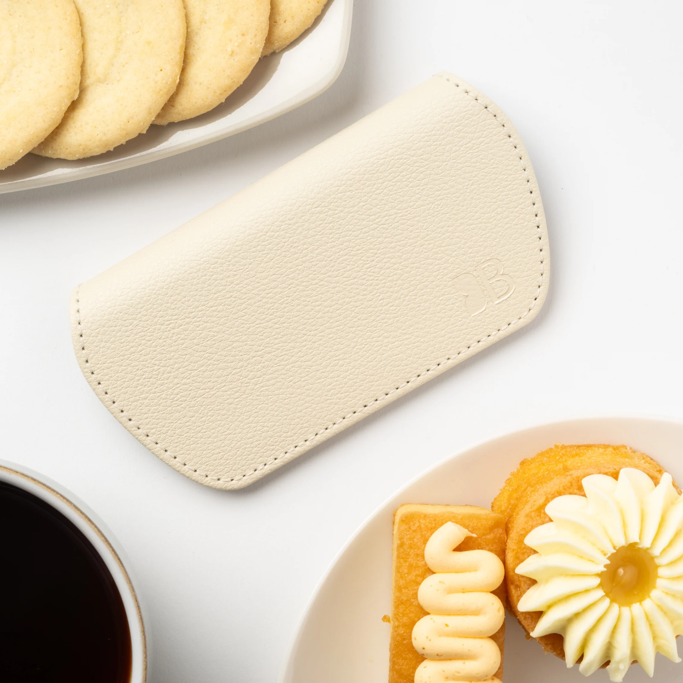 Slim Magnetic Close Glasses Cases Made from Recycled Bottles in Cream - Image 6