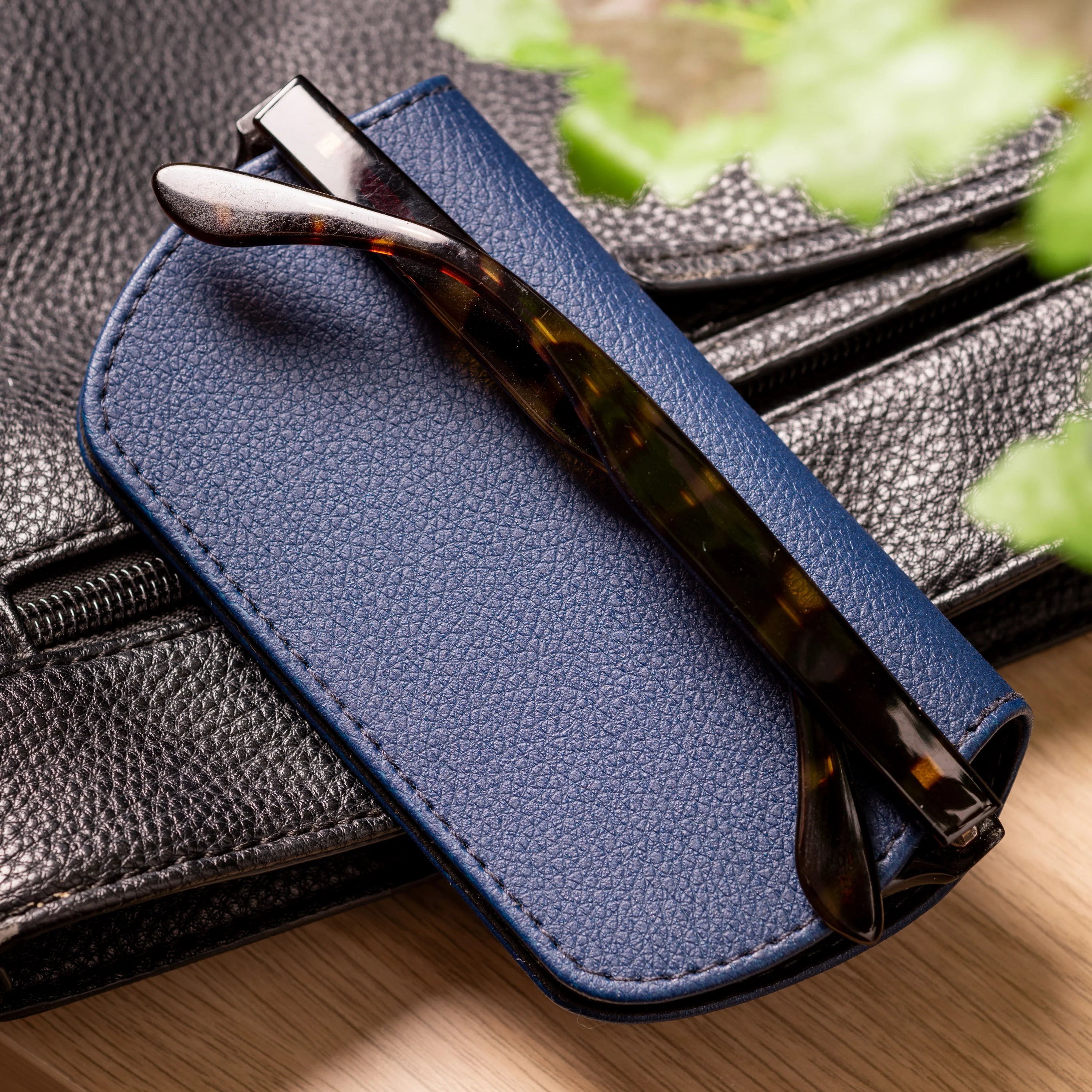 Slim Magnetic Close Glasses Cases Made from Recycled Bottles in Navy - Image 3