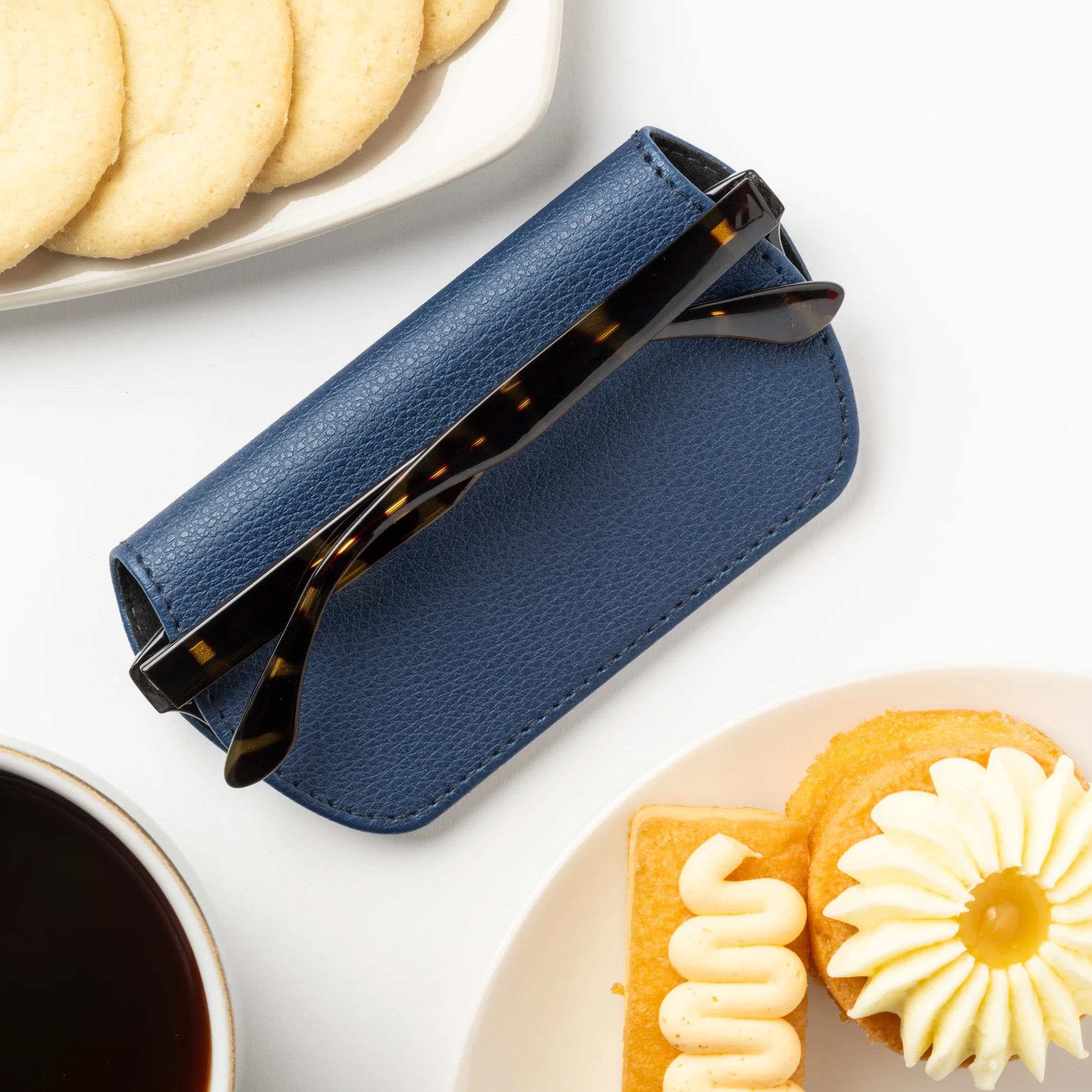 Slim Magnetic Close Glasses Cases Made from Recycled Bottles in Navy - Image 8