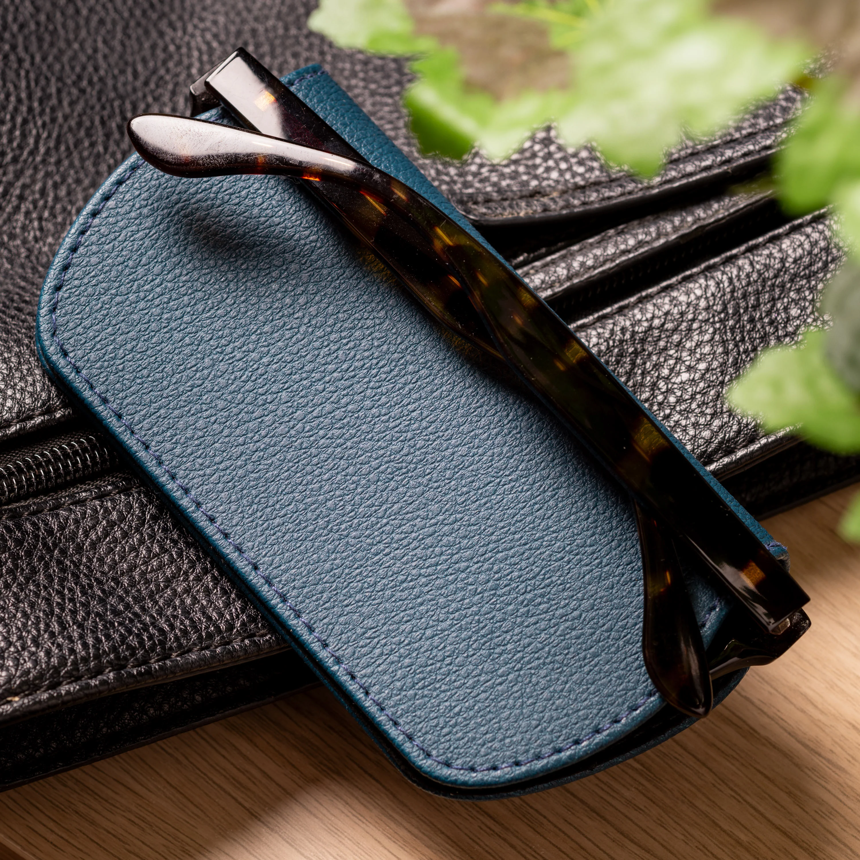 Slim Magnetic Close Glasses Cases Made from Recycled Bottles in Peacock - Image 3