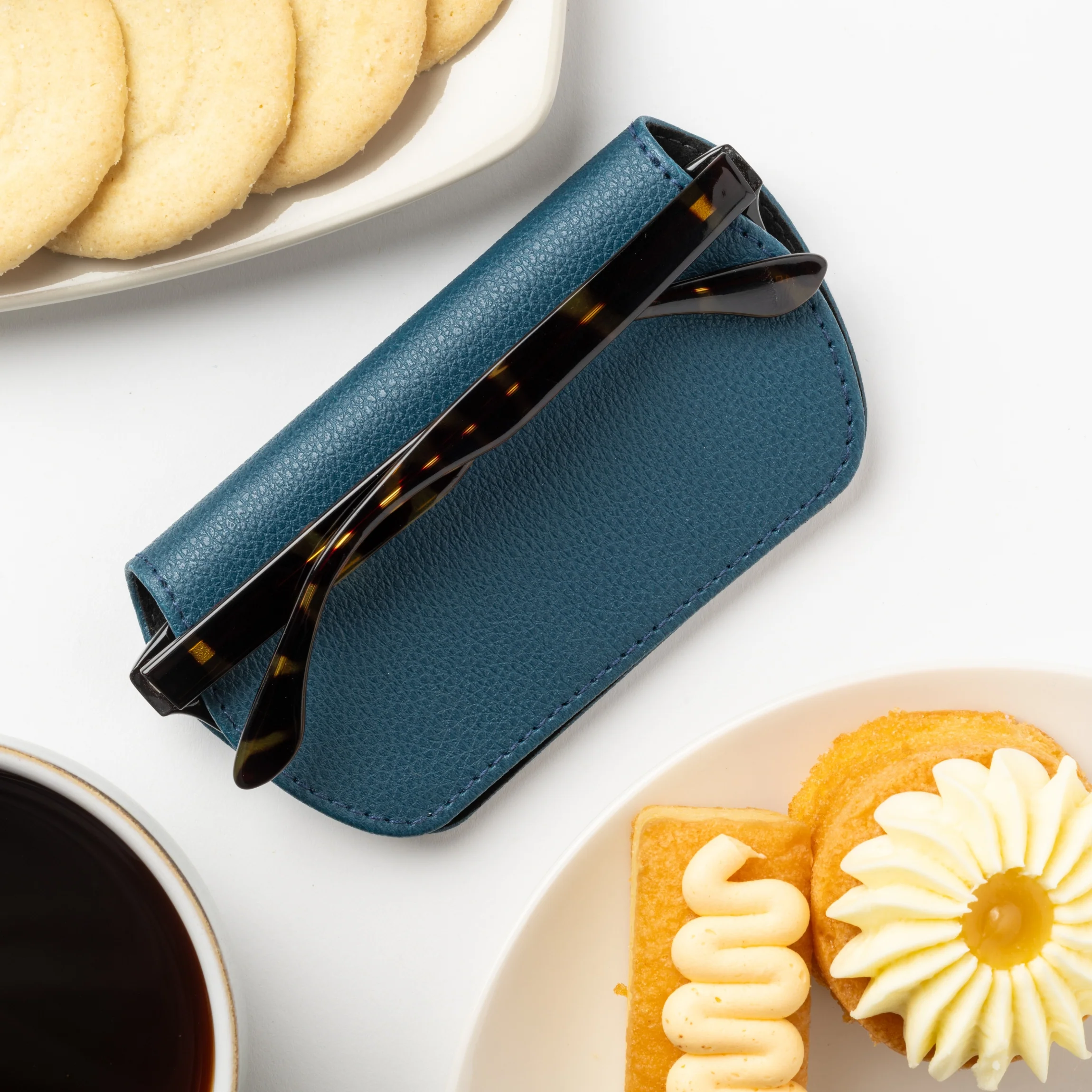 Slim Magnetic Close Glasses Cases Made from Recycled Bottles in Peacock - Image 7