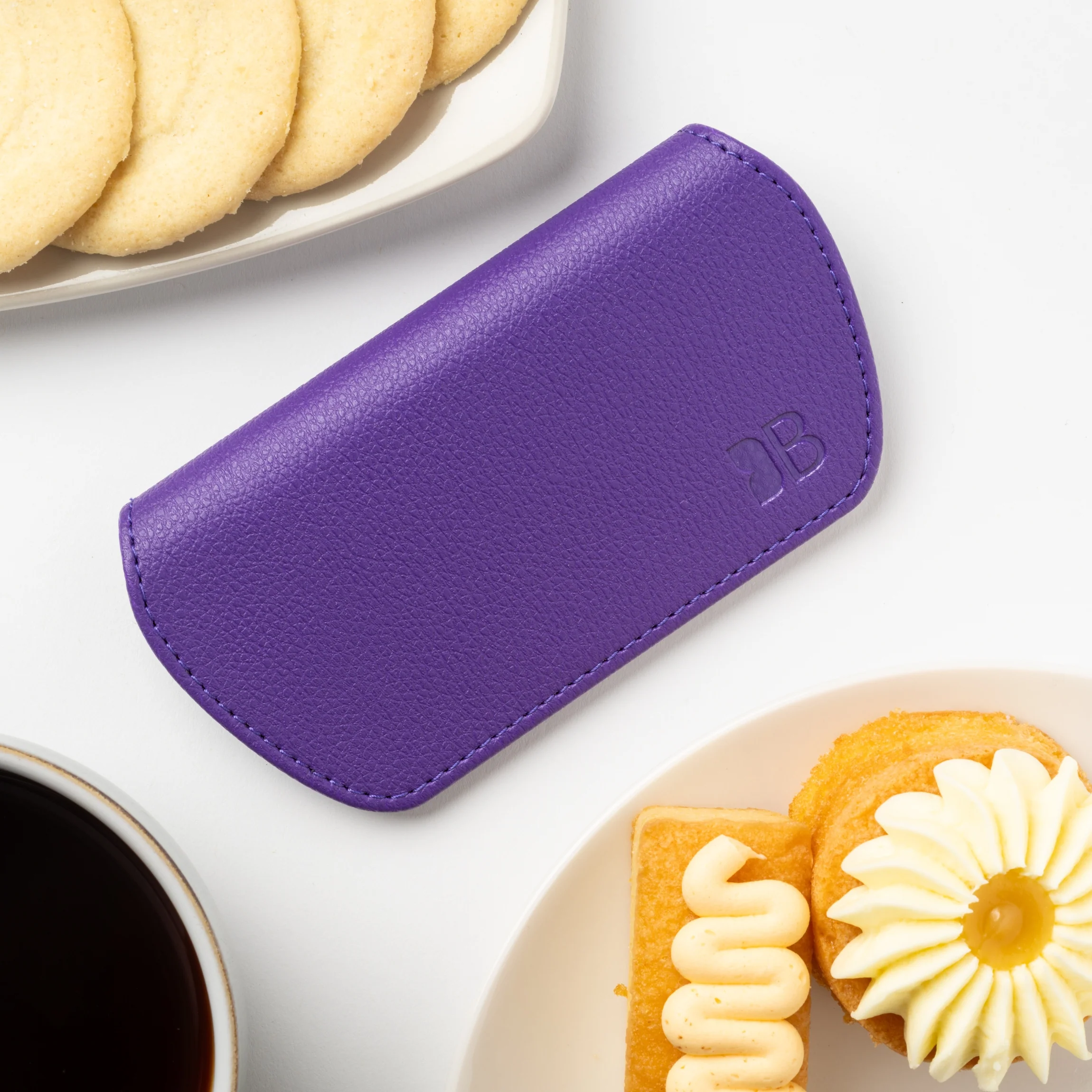 Slim Magnetic Close Glasses Cases Made from Recycled Bottles in Purple - Image 12