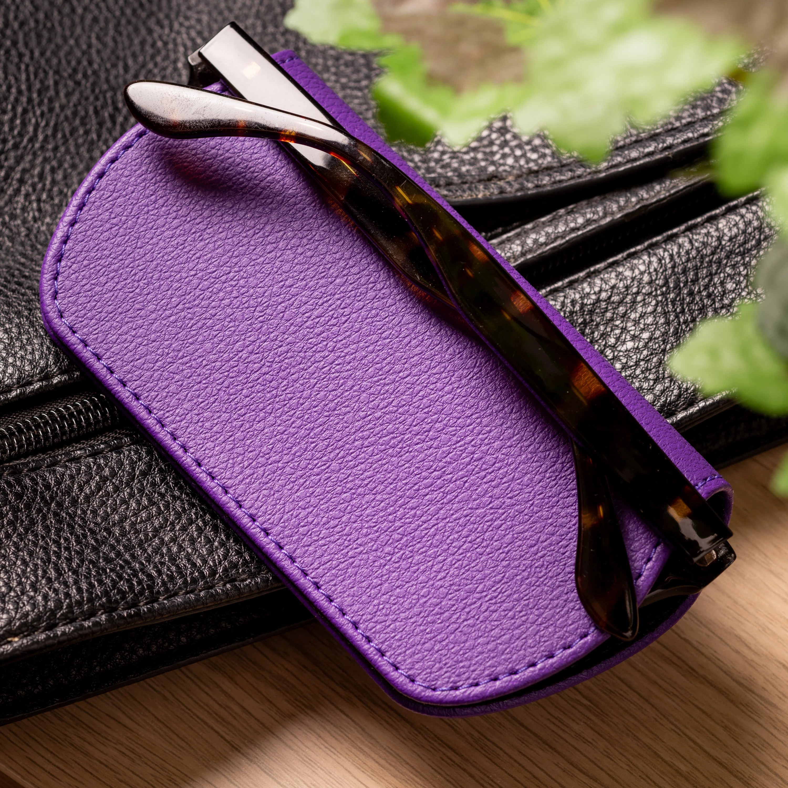 Slim Magnetic Close Glasses Cases Made from Recycled Bottles in Purple - Image 3