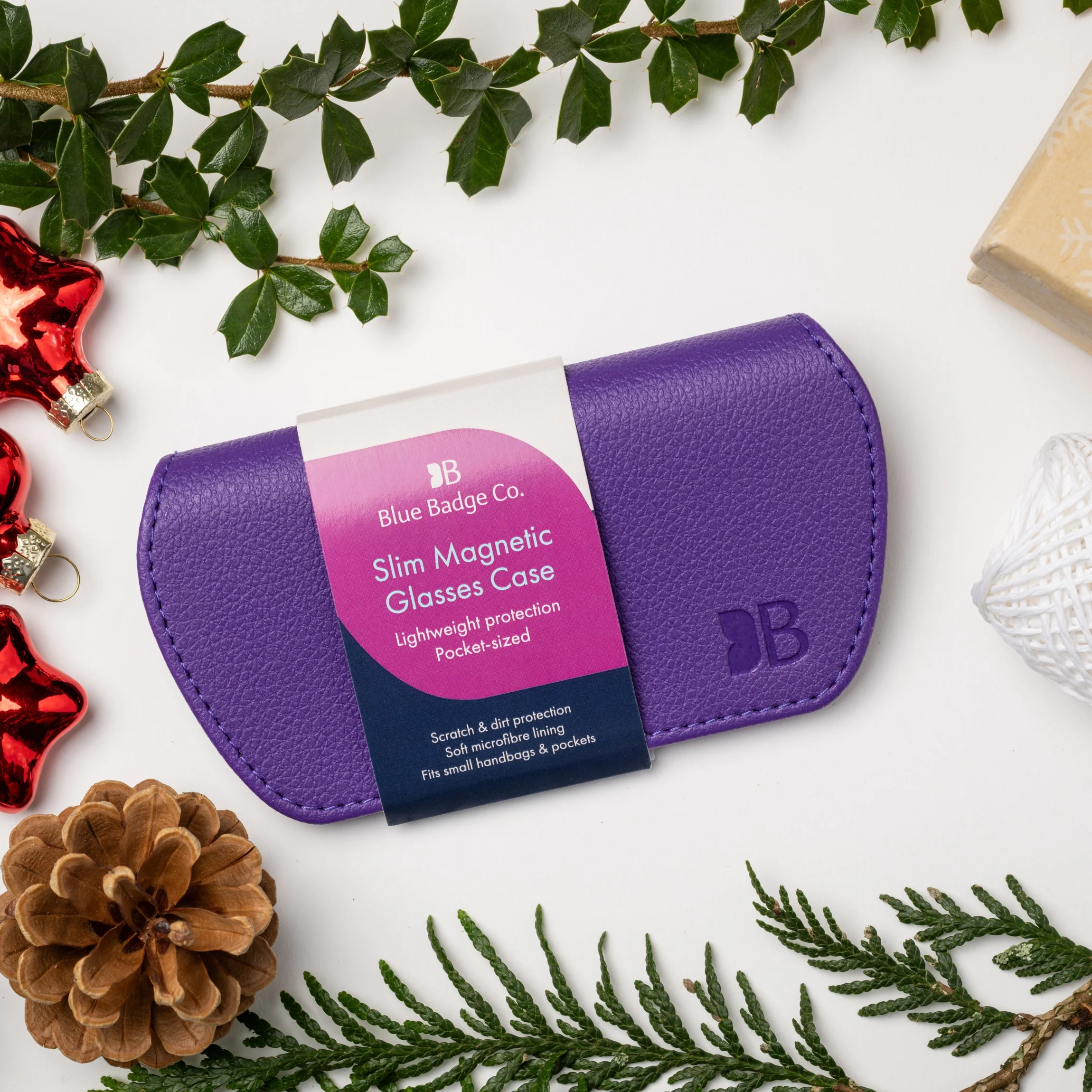 Slim Magnetic Close Glasses Cases Made from Recycled Bottles in Purple - Image 4