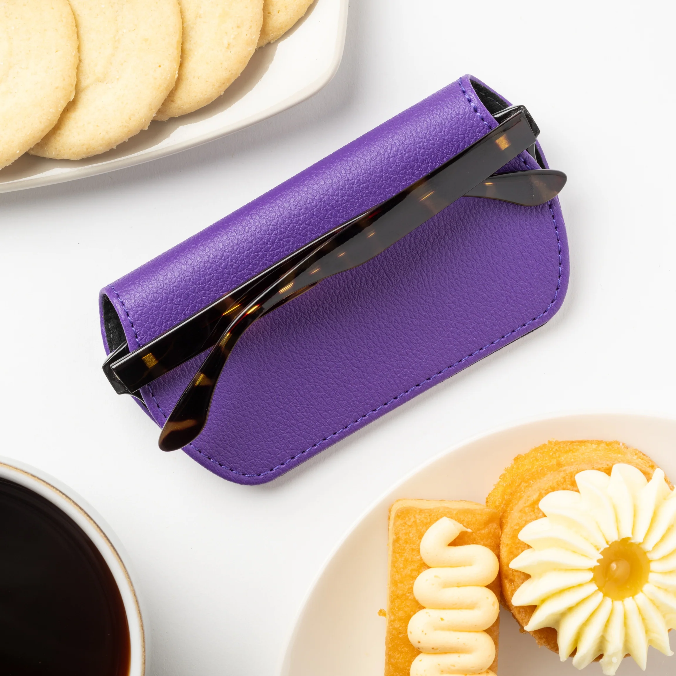 Slim Magnetic Close Glasses Cases Made from Recycled Bottles in Purple - Image 6