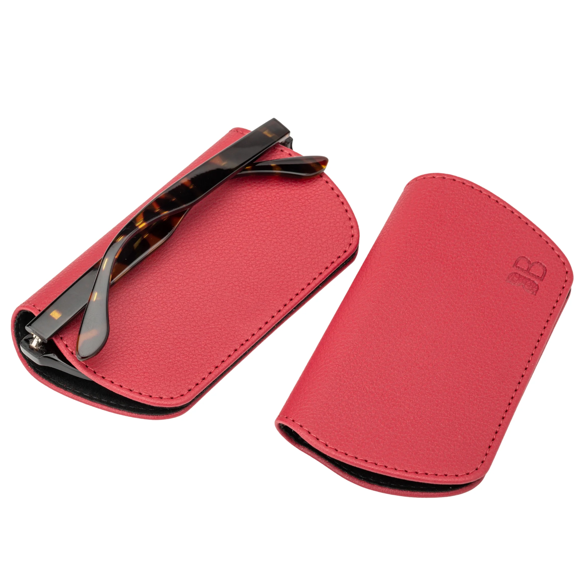 Slim Magnetic Close Glasses Cases Made from Recycled Bottles in Raspberry Red - Image 11