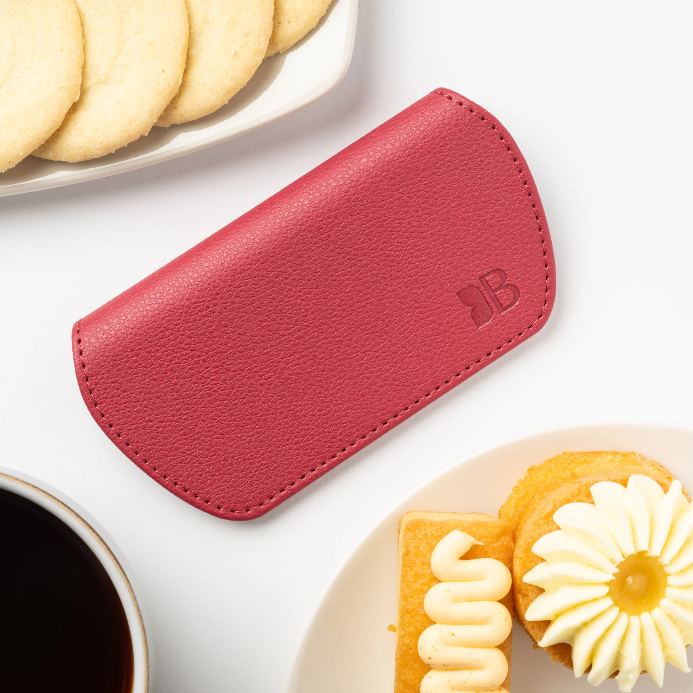 Slim Magnetic Close Glasses Cases Made from Recycled Bottles in Raspberry Red - Image 12