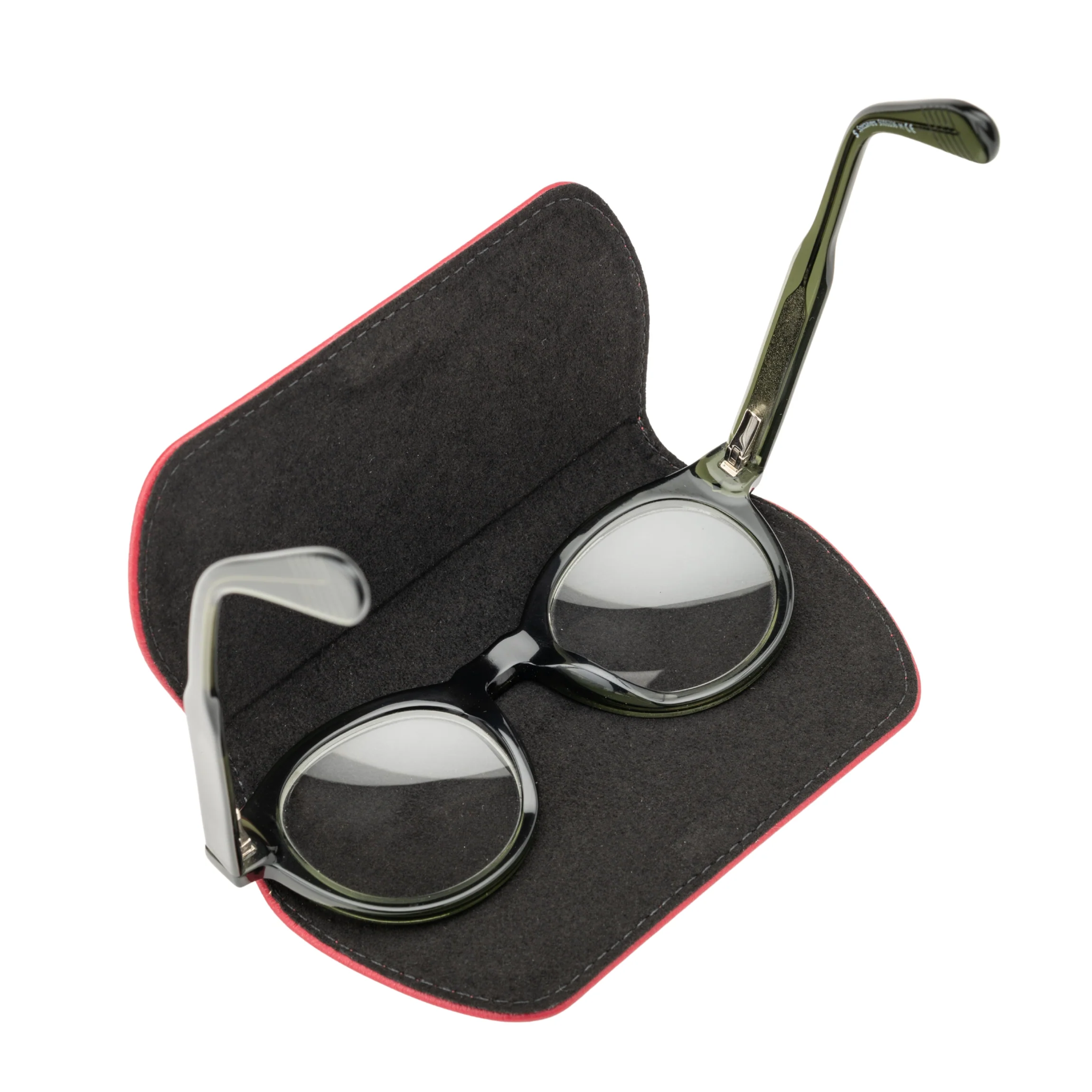 Slim Magnetic Close Glasses Cases Made from Recycled Bottles in Raspberry Red - Image 4