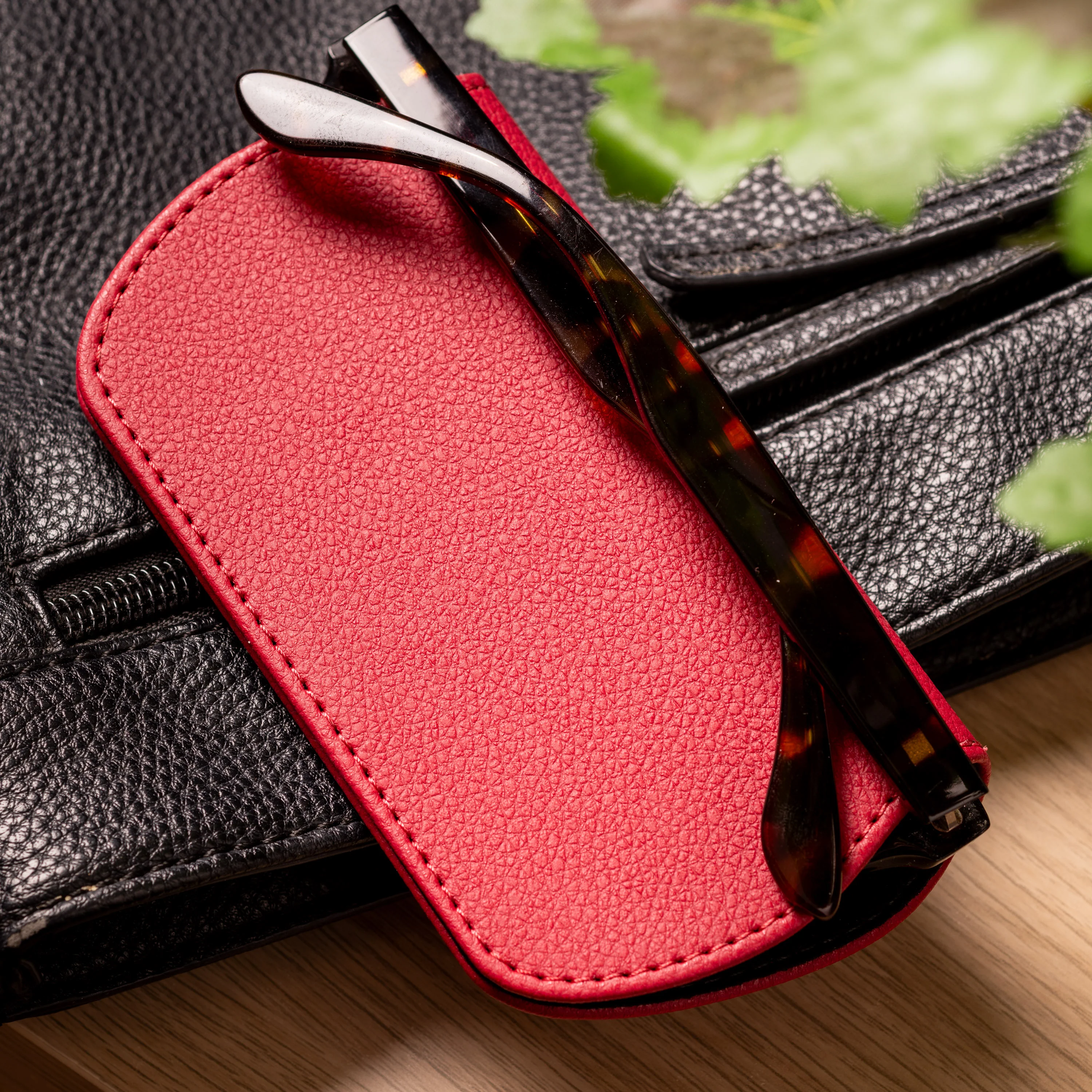 Slim Magnetic Close Glasses Cases Made from Recycled Bottles in Raspberry Red - Image 5