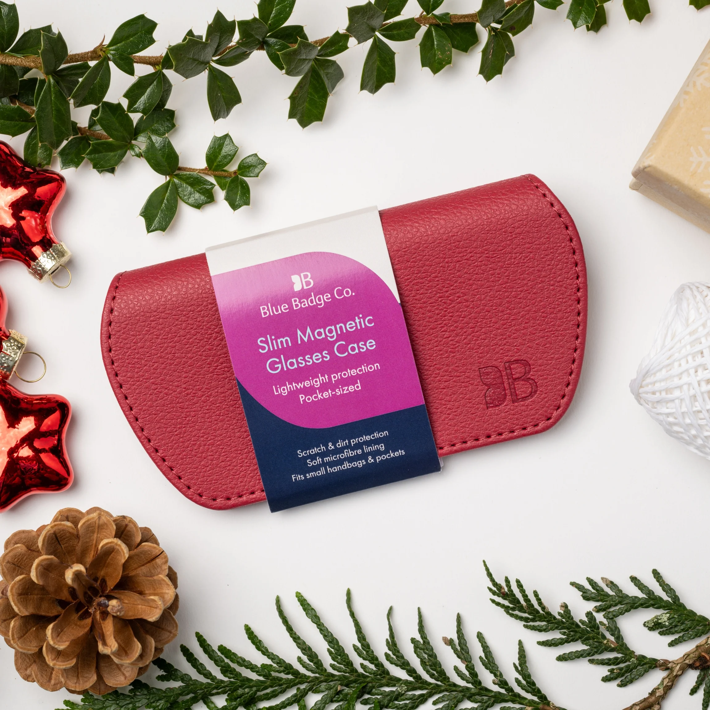 Slim Magnetic Close Glasses Cases Made from Recycled Bottles in Raspberry Red - Image 8