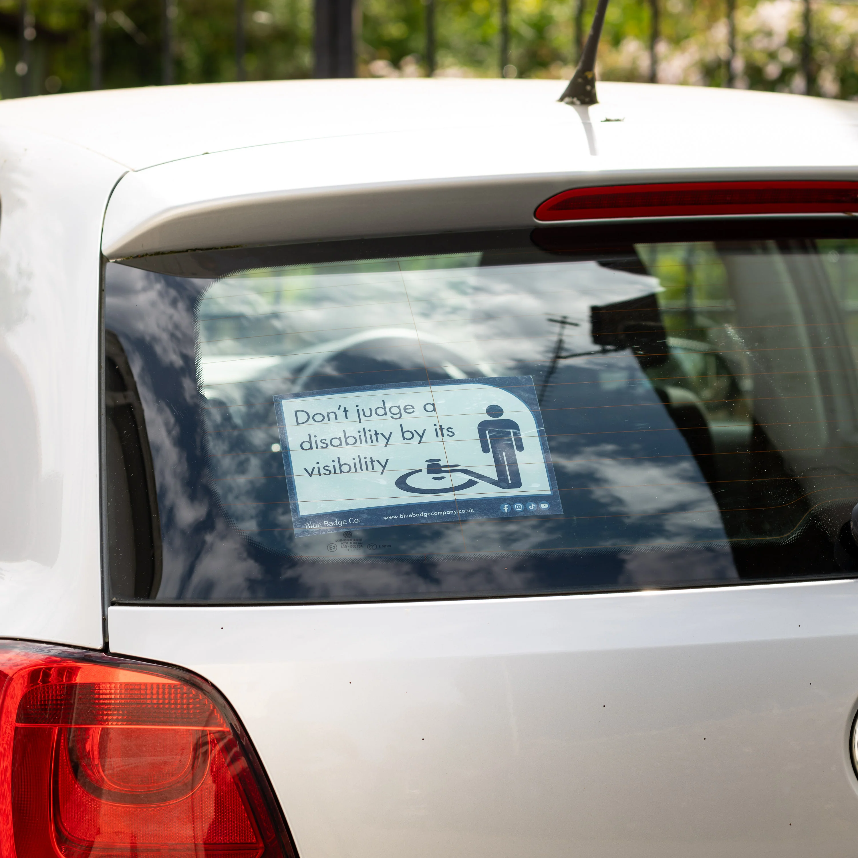 Twin-Pack Disabled Car Window Sticker Rectangle, “Don't judge a disability by it's visibility” Disability Parking Awareness Vinyl Decals - Image 4