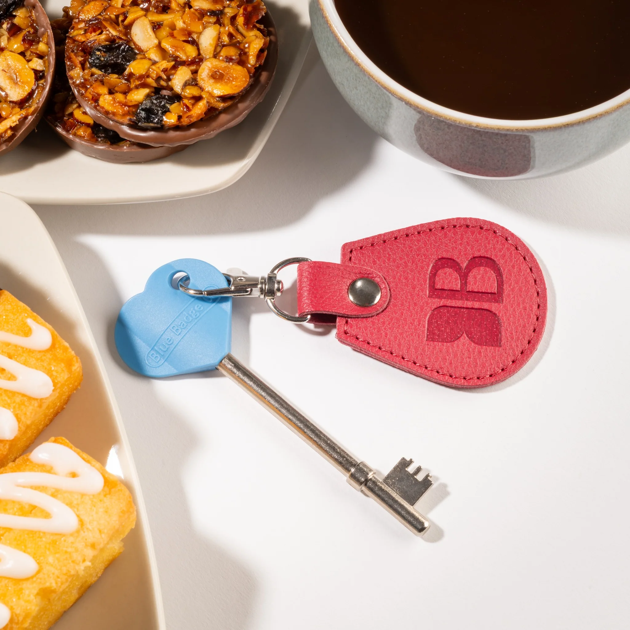 Recycled Bottles Keyring with Disabled Toilet RADAR Key in Raspberry - Image 4